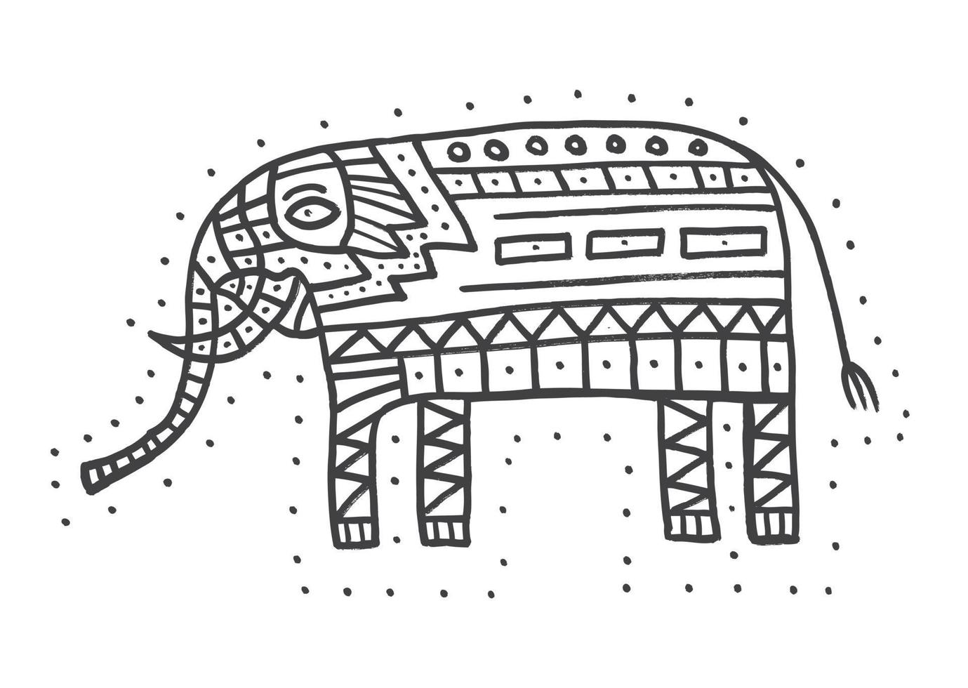 elefante desenhado de mão isolado no fundo branco. vetor