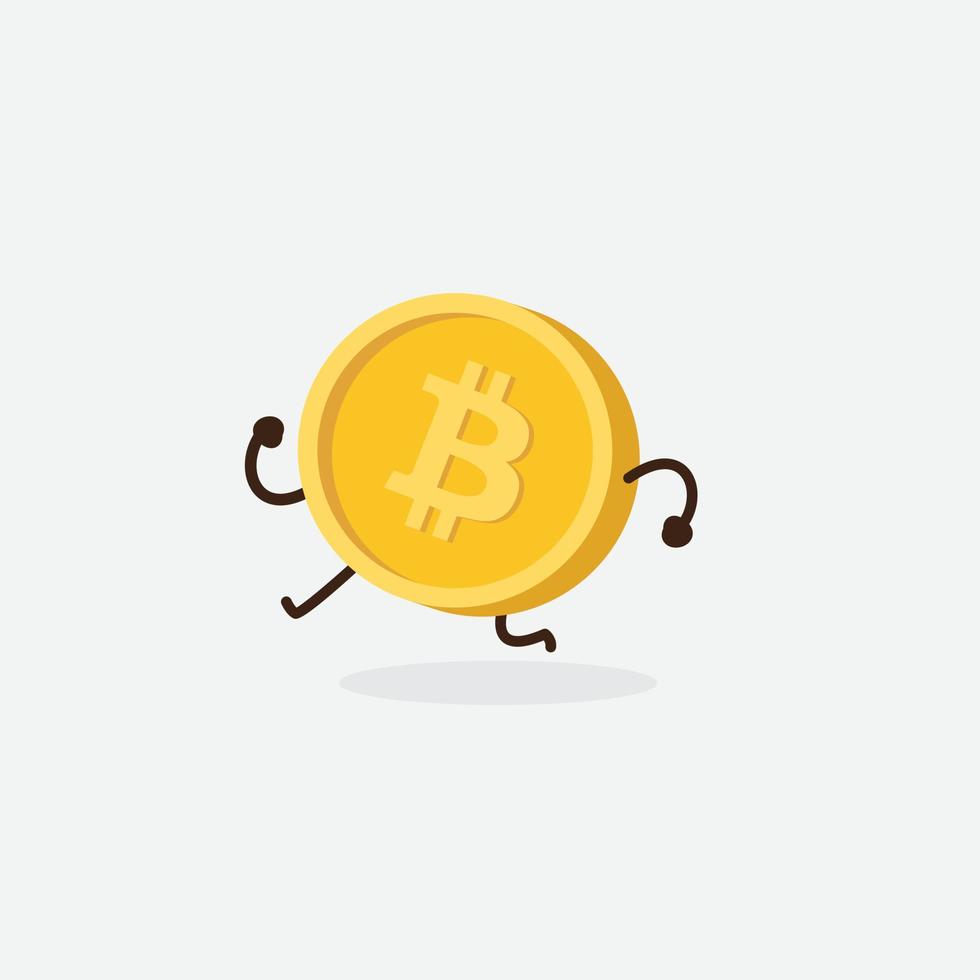 personagem bitcoin grátis. mascote de bitcoin dos desenhos animados, ilustração vetorial de um mascote de personagem de bitcoin fofo vetor