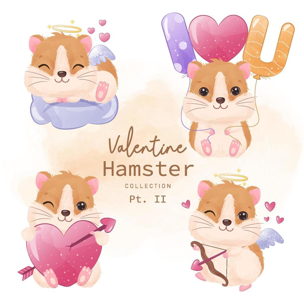 conjunto de ilustrações de hamster vetor