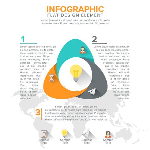 Diagrama triangular, gráfico. Triângulo com 3 etapas, opções, peças vetor