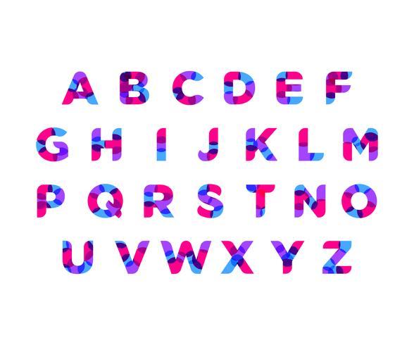 alfabeto colorido abstrato com cor neon moderna vetor