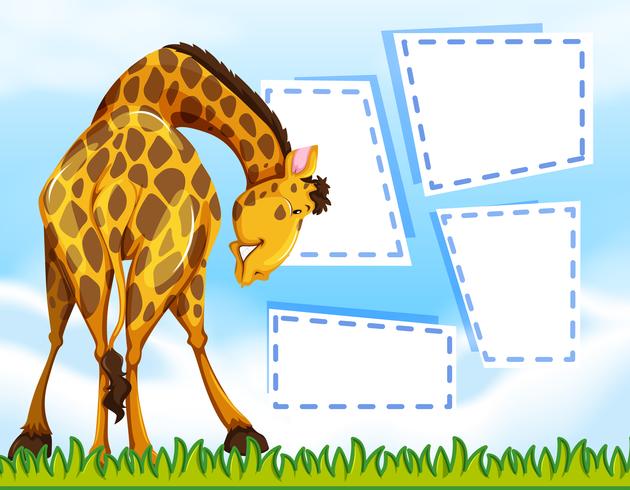 Girafa no modelo de nota vetor