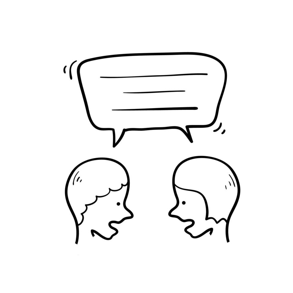 doodle desenhado à mão duas pessoas falando ilustração vetorial isolado de fundo vetor