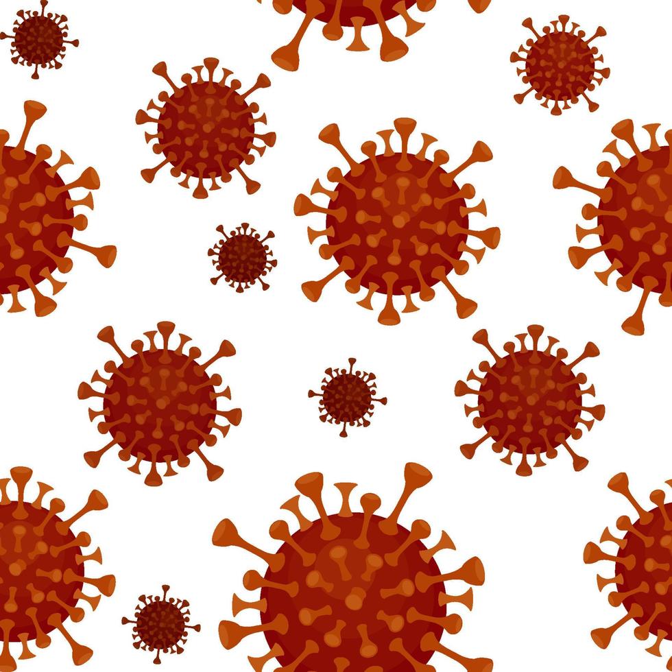 plano de fundo texturizado sem costura de coronavírus vermelho ou covid-19. padrão de repetição de uma epidemia de um vírus, doença. vetor