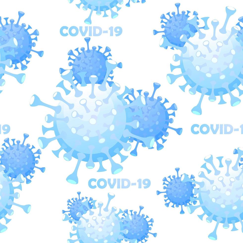 padrão de repetição sem costura de coronavírus azul ou covid-19. doença de vírus epidêmico de fundo texturizado. vetor