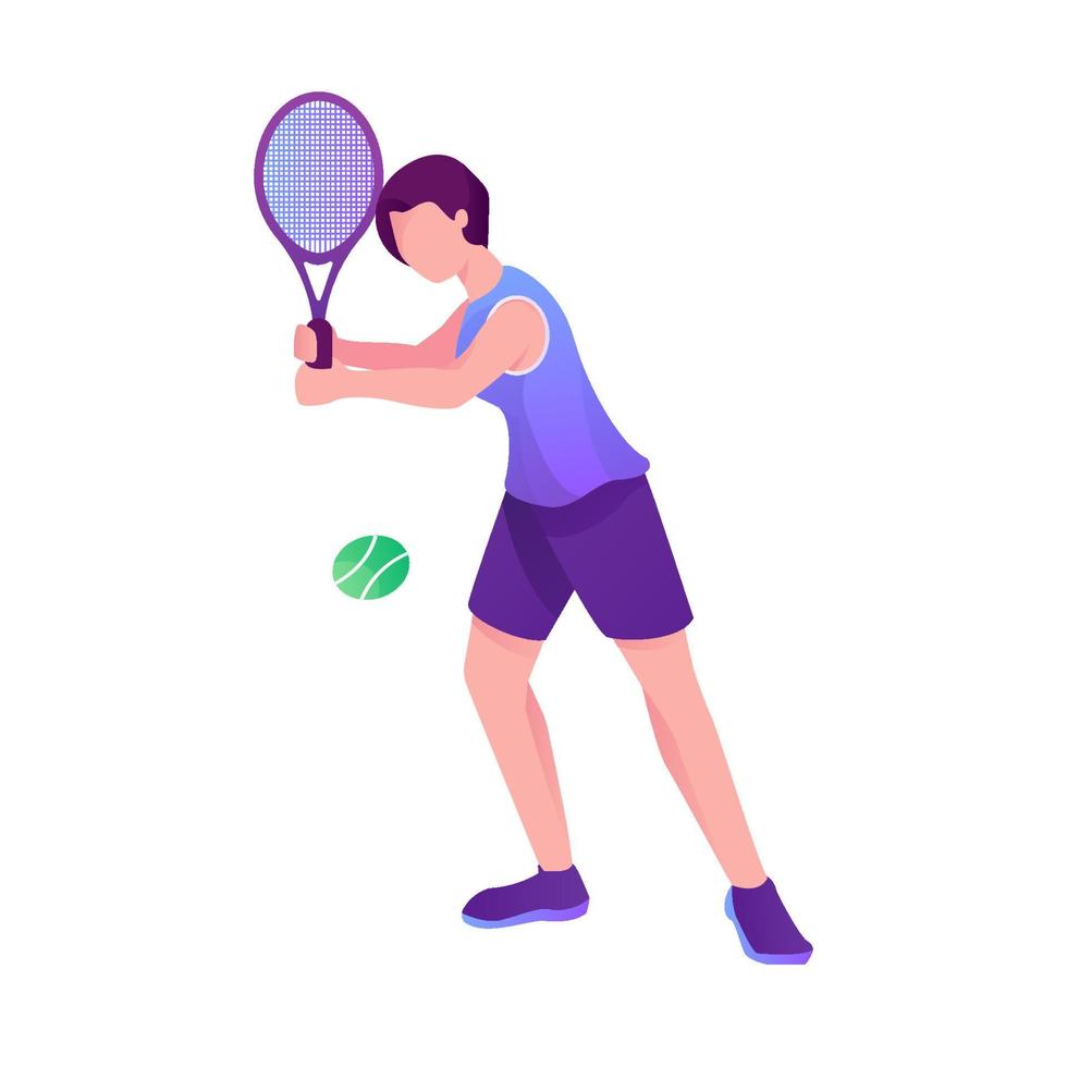 ilustração de jogador de tênis de quadra vetor