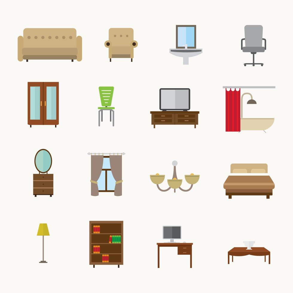 conjunto de design de vetor de ícone de móveis