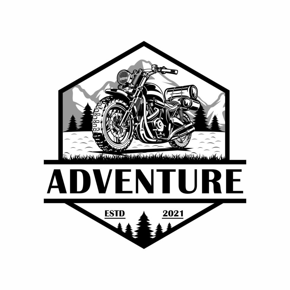 emblema de logotipo de aventura clássica de motocicleta vetor