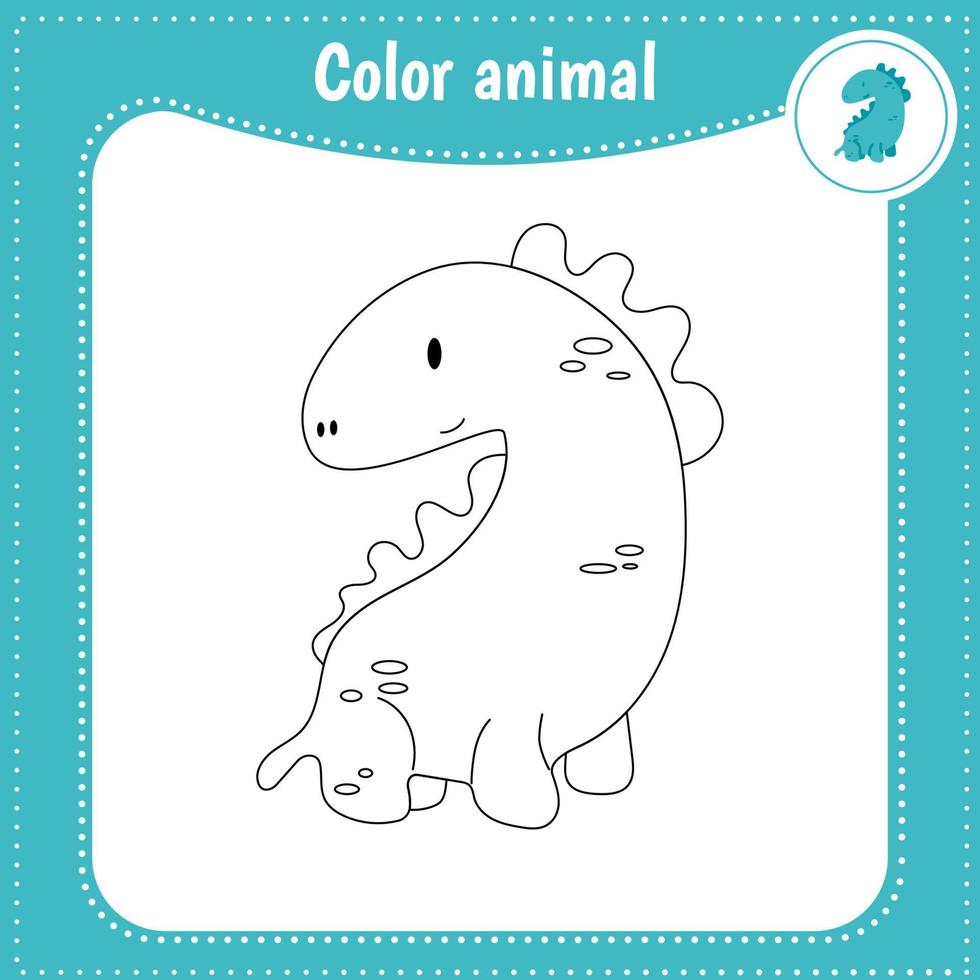 animal bonito dos desenhos animados - página para colorir para crianças. jogo educativo para crianças. ilustração vetorial. dinossauro colorido vetor