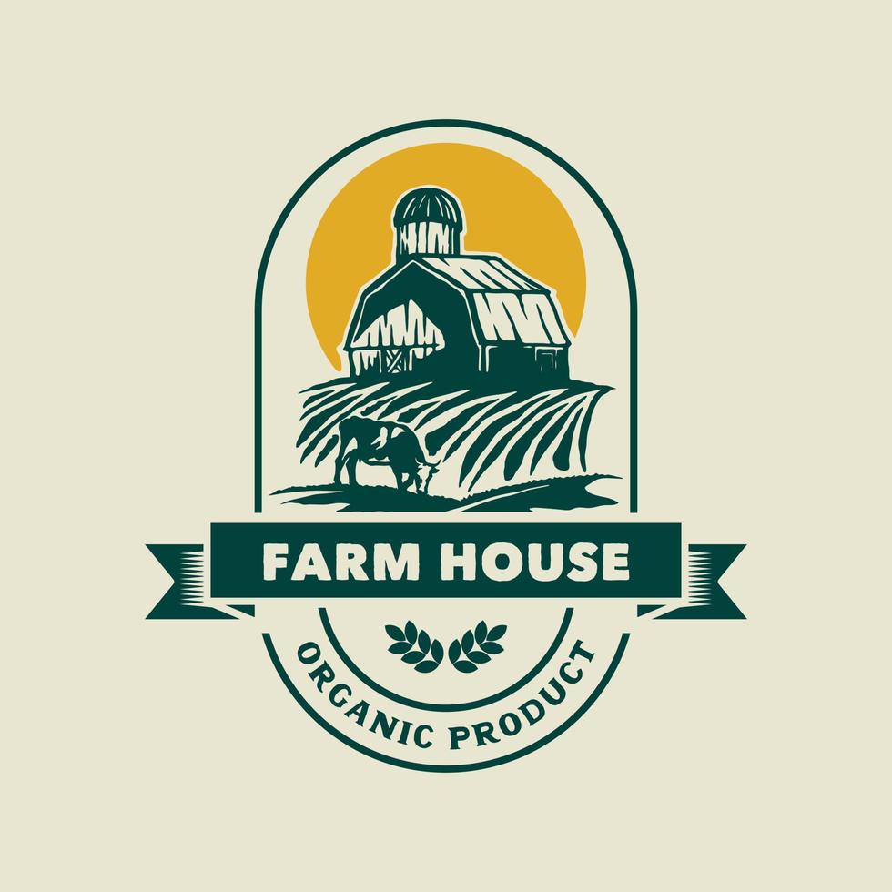 emblema do logotipo do agricultor vintage. ilustração vetorial feita à mão vetor