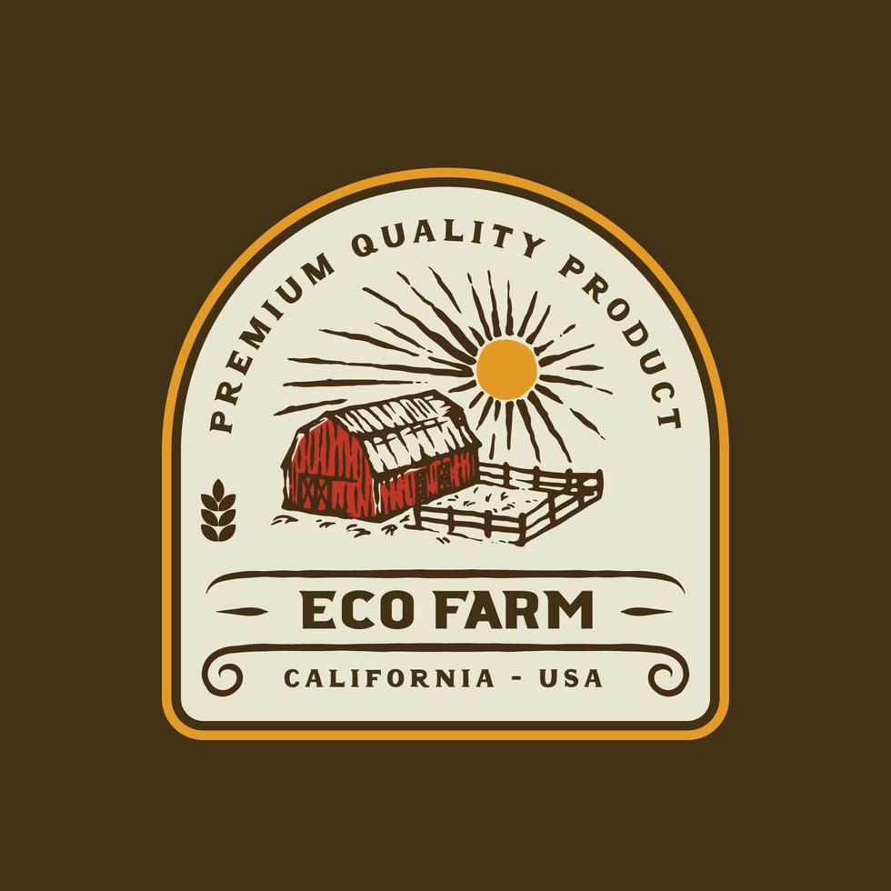 emblema do logotipo do agricultor vintage. ilustração vetorial feita à mão vetor