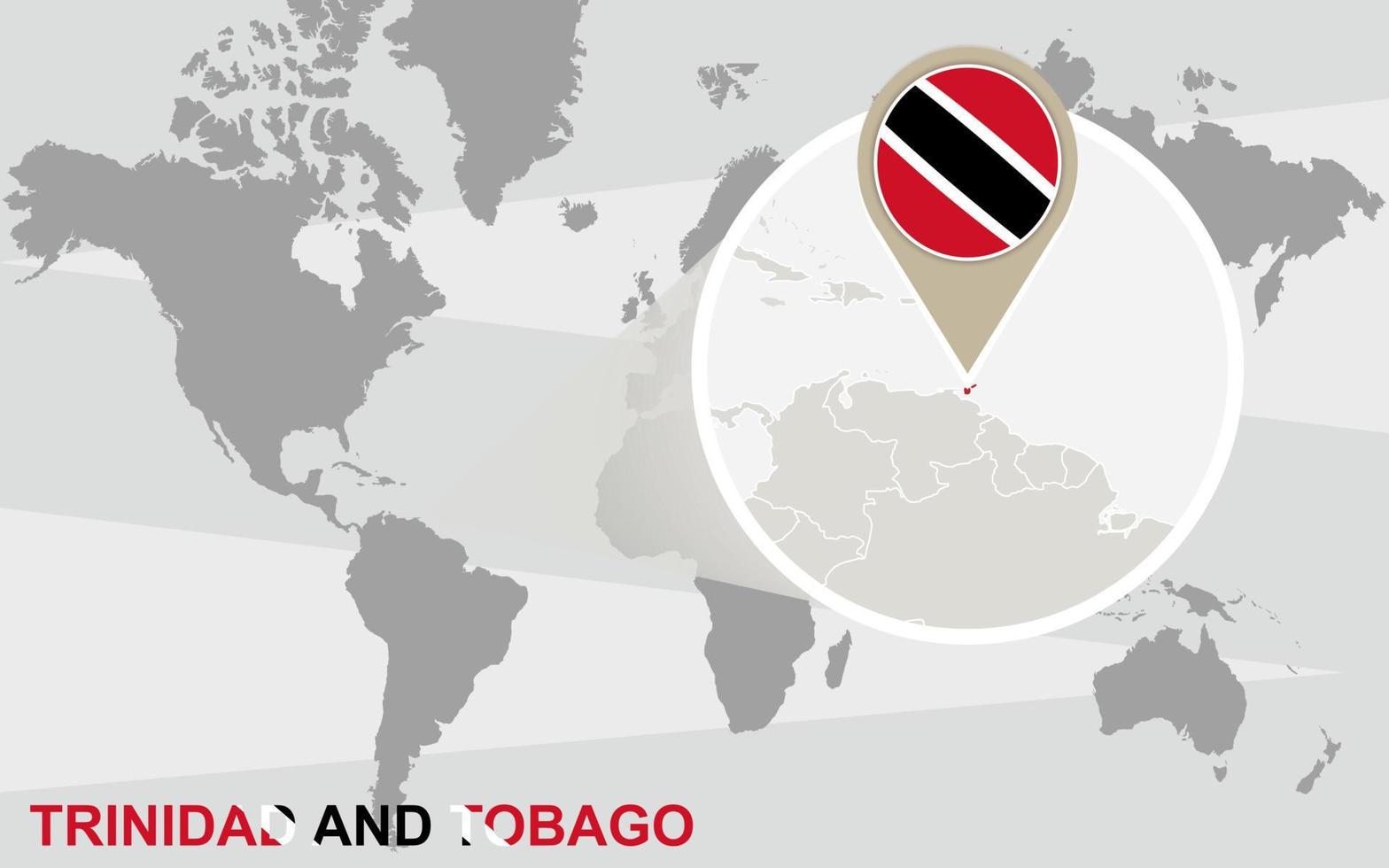 mapa-múndi com trinidad e tobago ampliado vetor