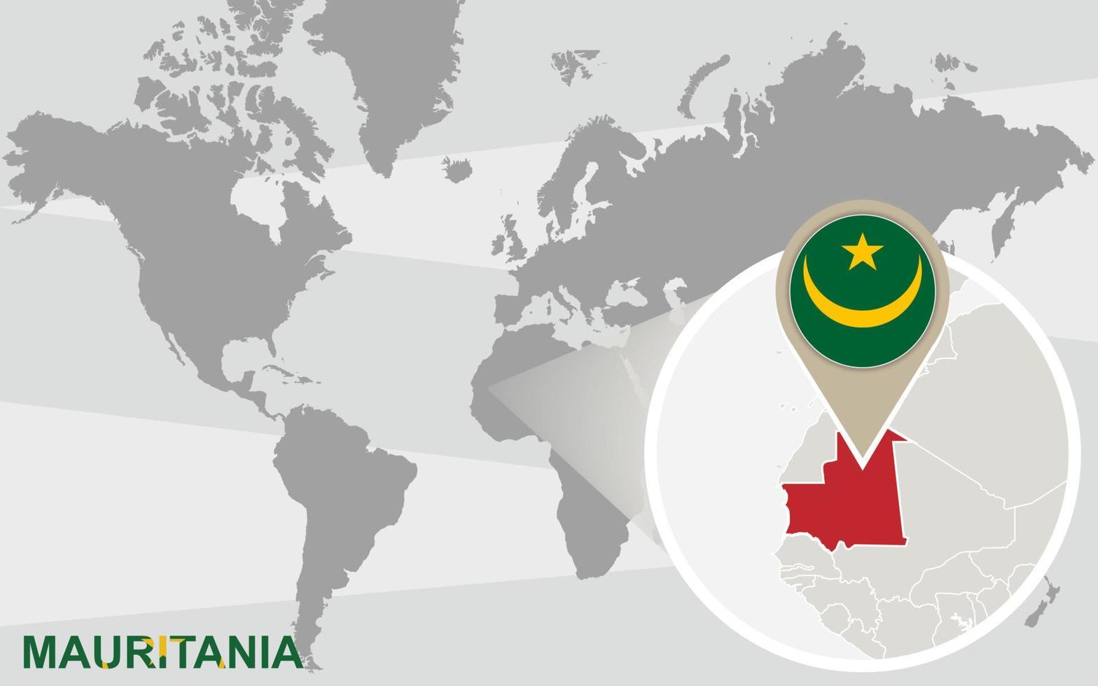 mapa-múndi com a Mauritânia ampliada vetor