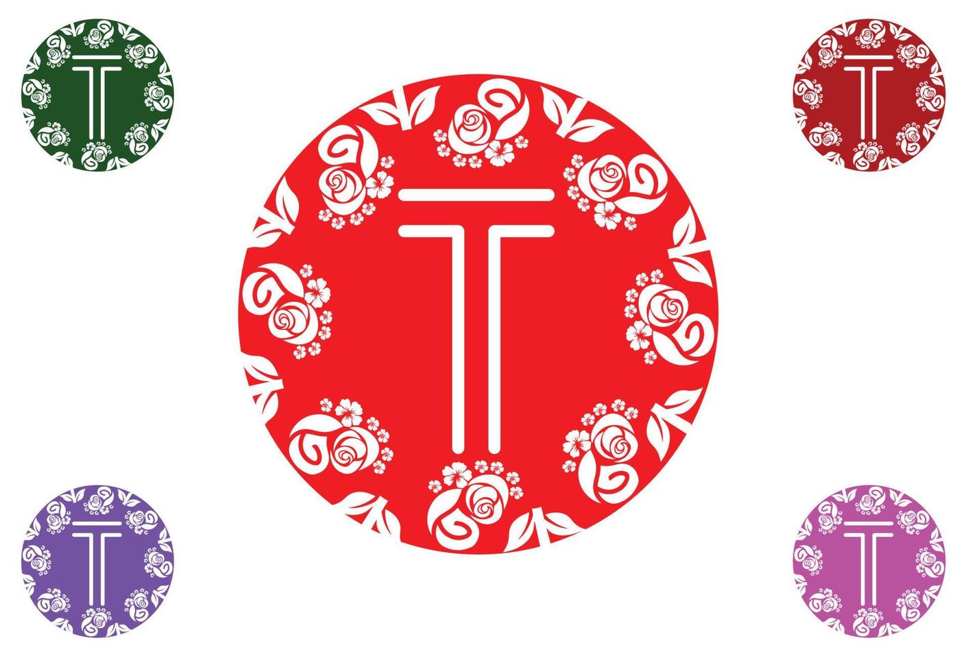 letra t com logotipo de flor e modelo de design gráfico de ícone vetor
