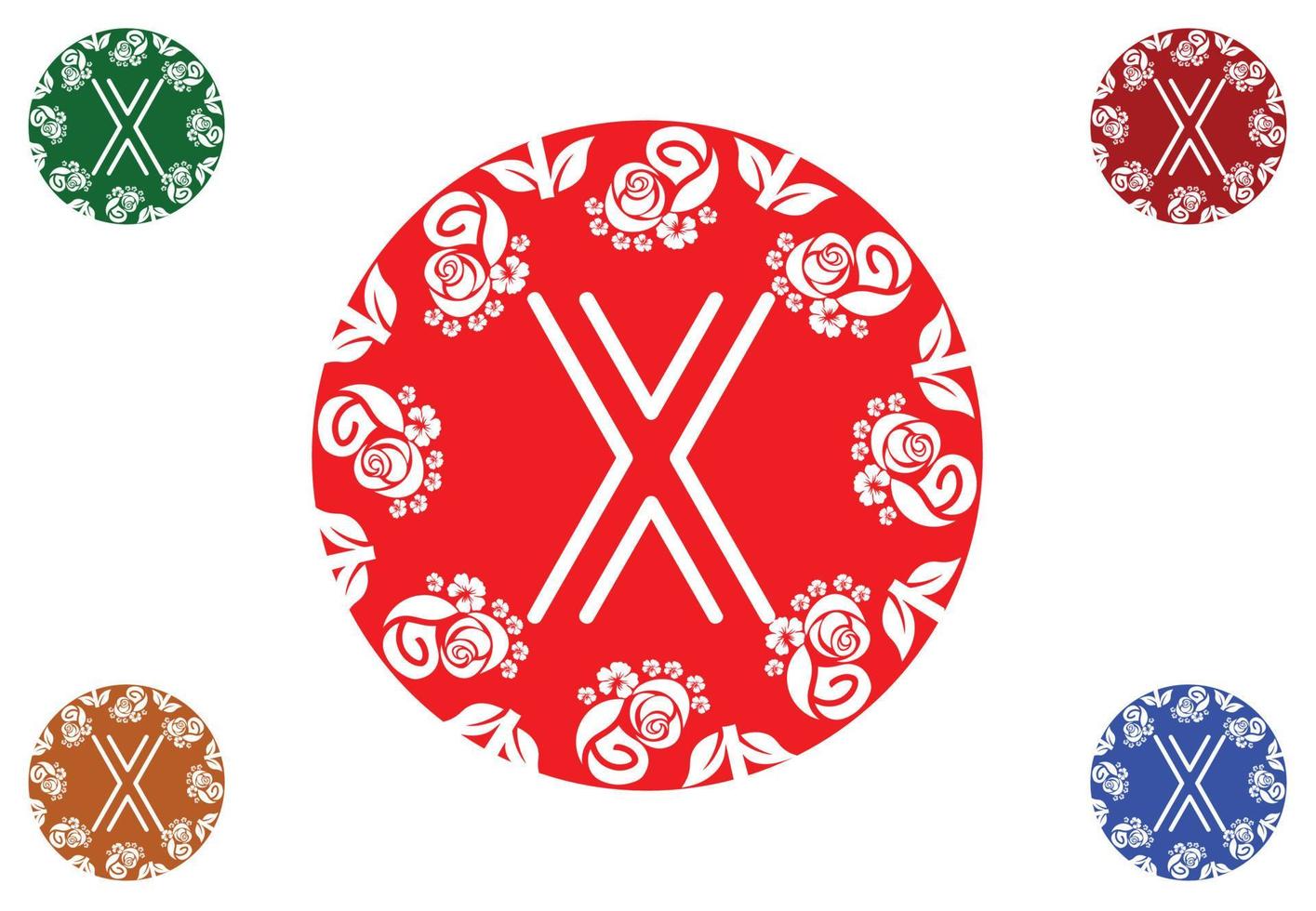 letra x com logotipo de flor e modelo de design gráfico de ícone vetor