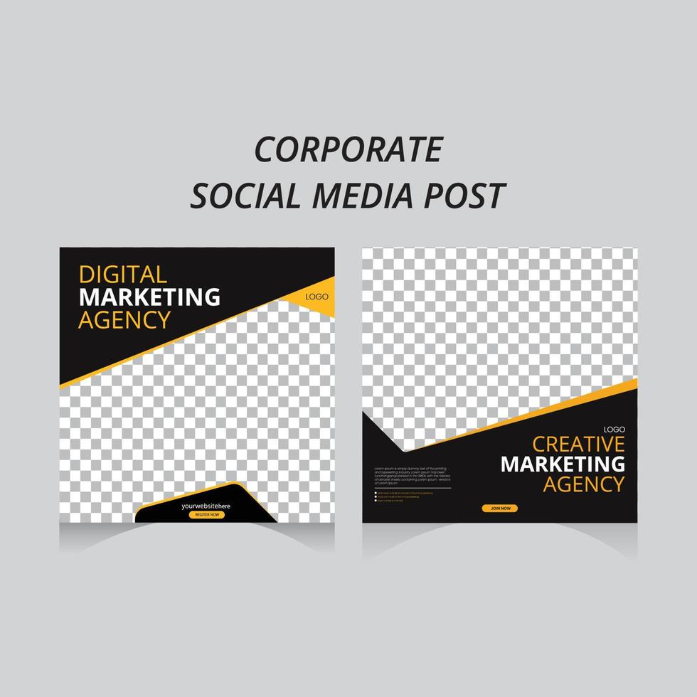 agência de marketing digital corporativa, empresarial e criativa moderna, design de postagem de mídia social vetor