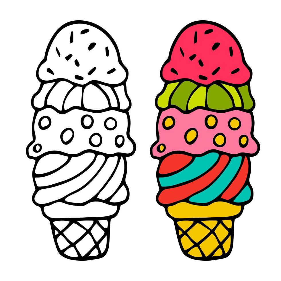 sorvete colorido isolado no fundo branco. vetor
