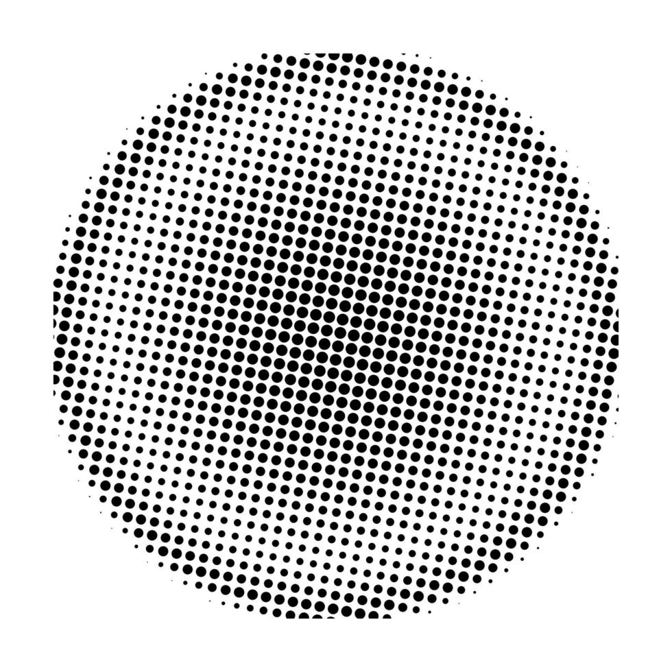 elemento redondo de meio-tom isolado no fundo branco. círculo concêntrico radial. vetor