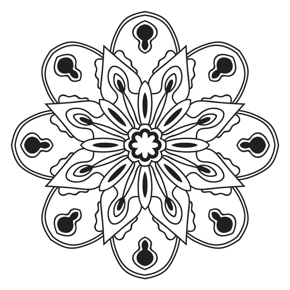 mandala fofa. flor redonda ornamental doodle isolada no fundo branco. ornamento decorativo geométrico em estilo oriental étnico. vetor