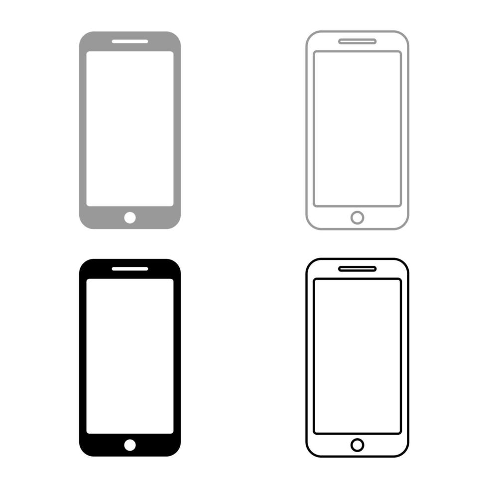 conjunto de ícones do smartphone imagem de estilo plano de ilustração vetorial de cor cinza preta vetor
