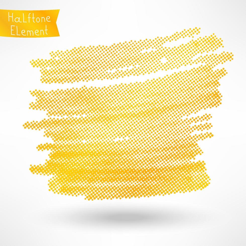 elemento de meio-tom dourado, banner, textura. textura amarela pontilhada isolada no branco. vetor