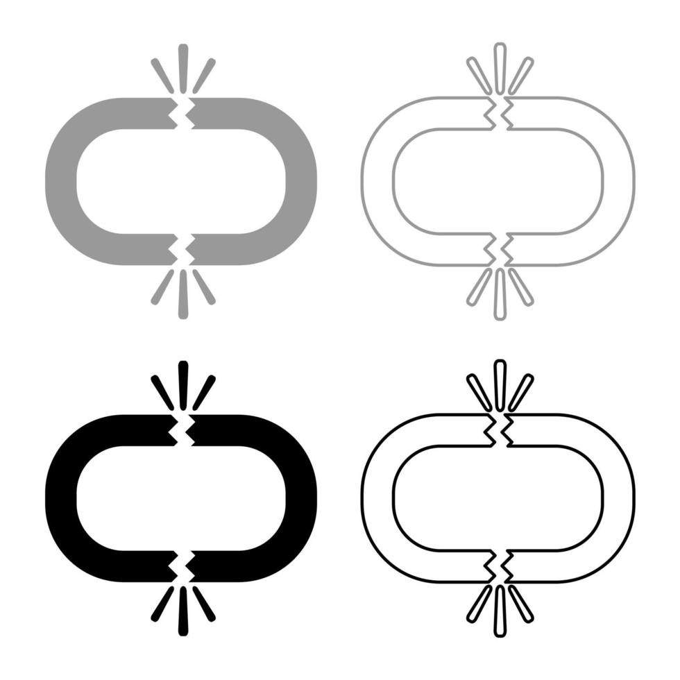 conjunto de ícones de link quebrado cor preta cinza vetor