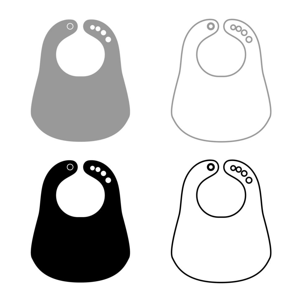 conjunto de ícones de babador personalizado cor preta cinza vetor