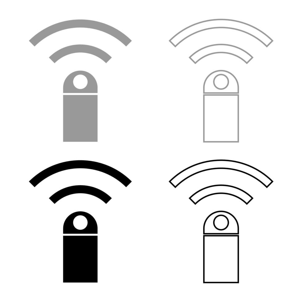 conjunto de ícones do dispositivo de controle remoto cinza cor preta vetor