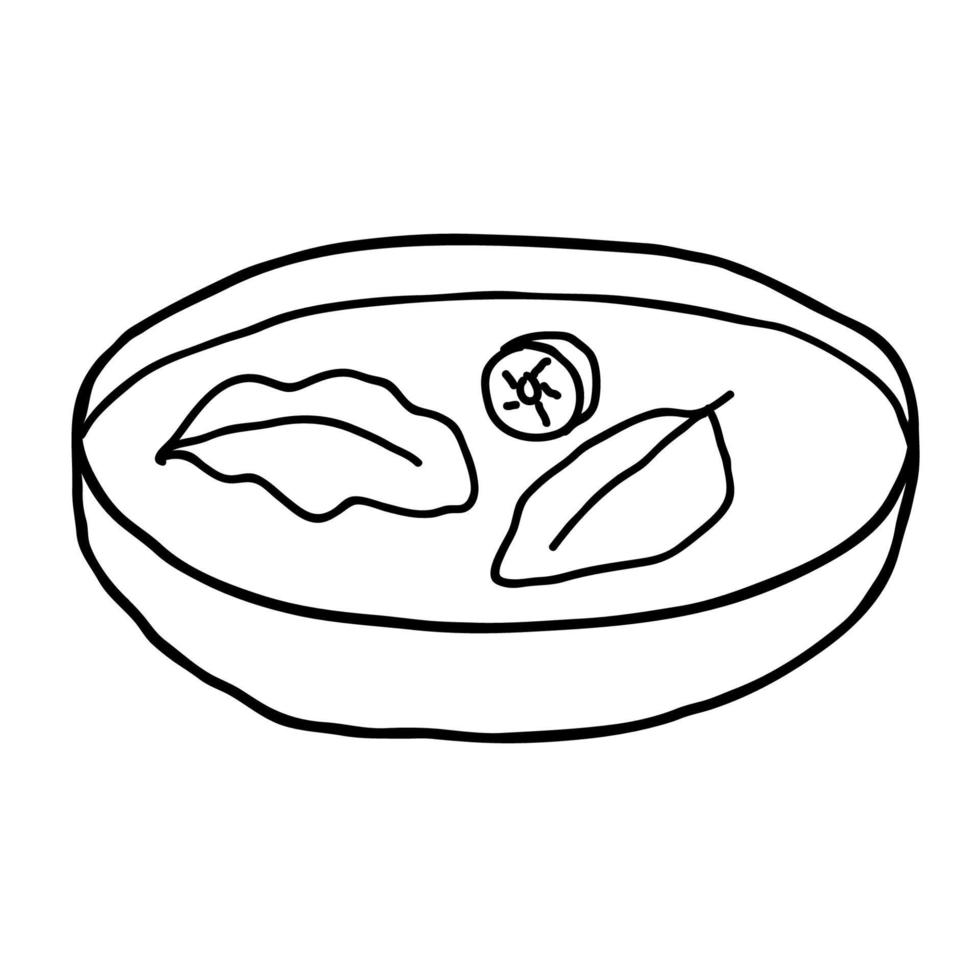salada linear doodle dos desenhos animados isolada no fundo branco. vetor