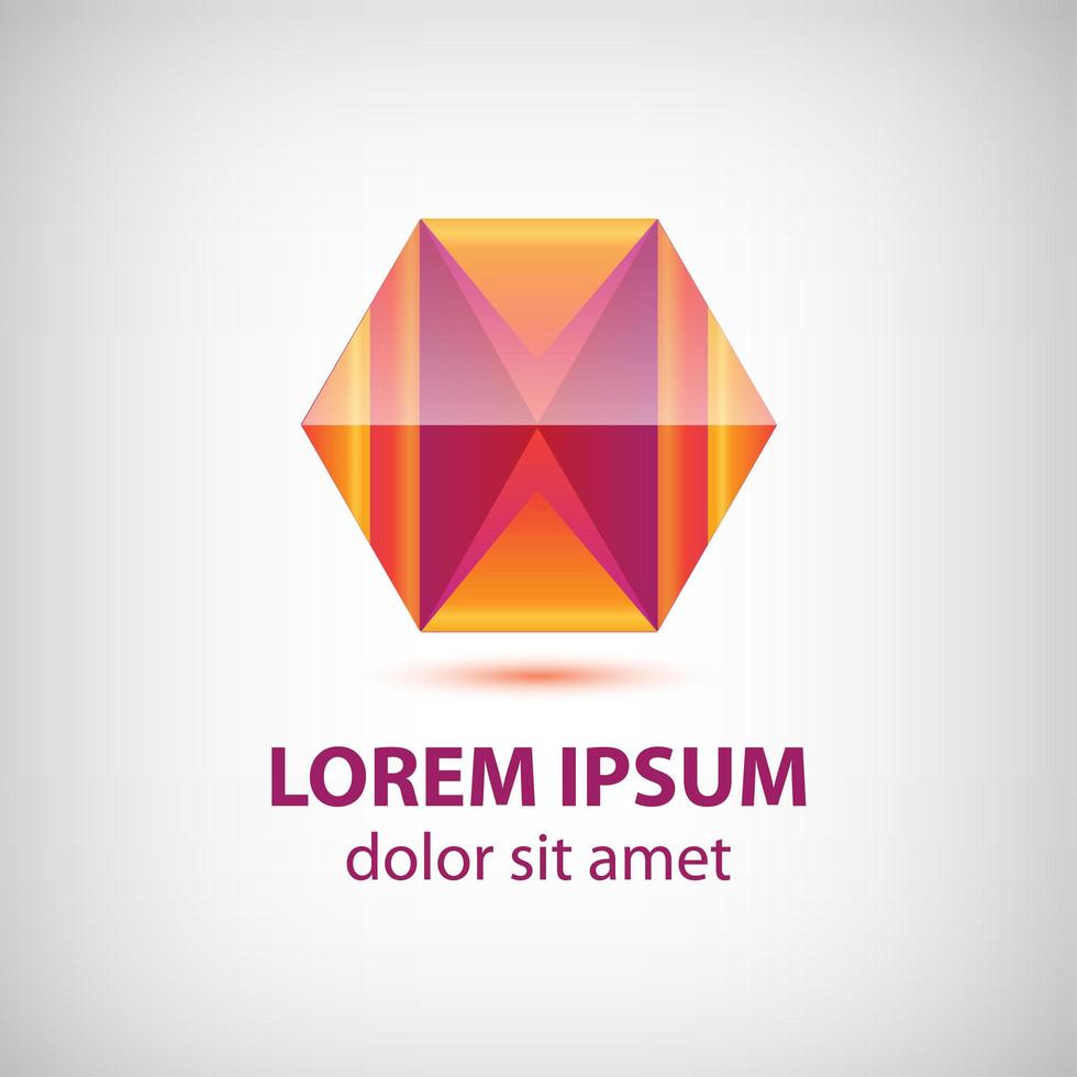 vetor abstrato logotipo geométrico de polígono de cristal vermelho