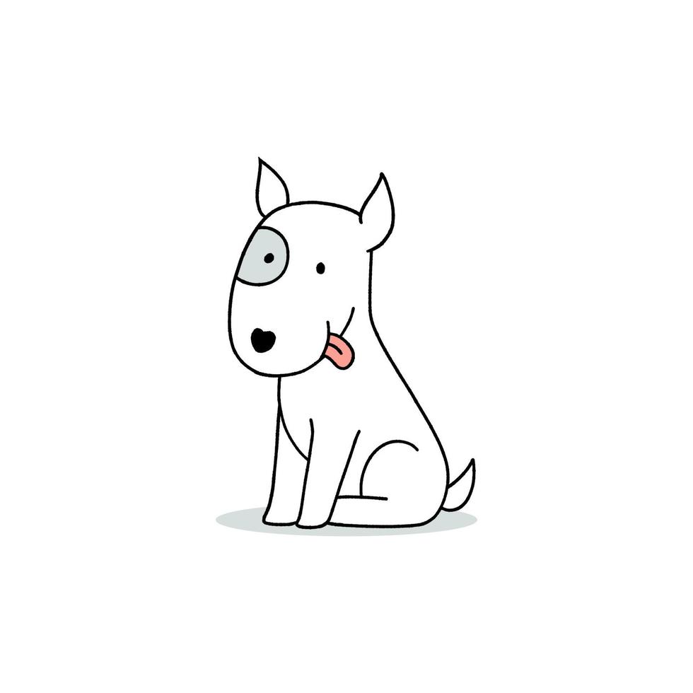 bonito desenho de um cão bull terrier sentado. mão desenhada ilustração vetorial. vetor