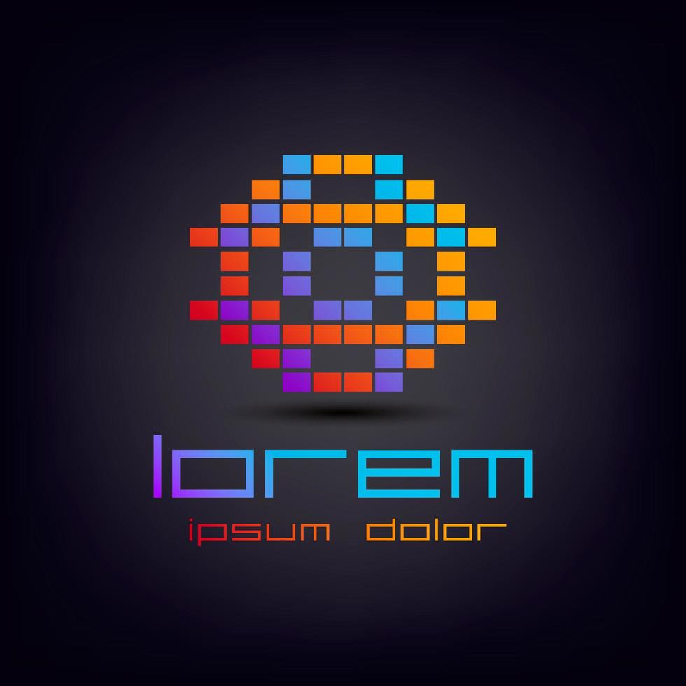 vetor logotipo geométrico de pixel colorido