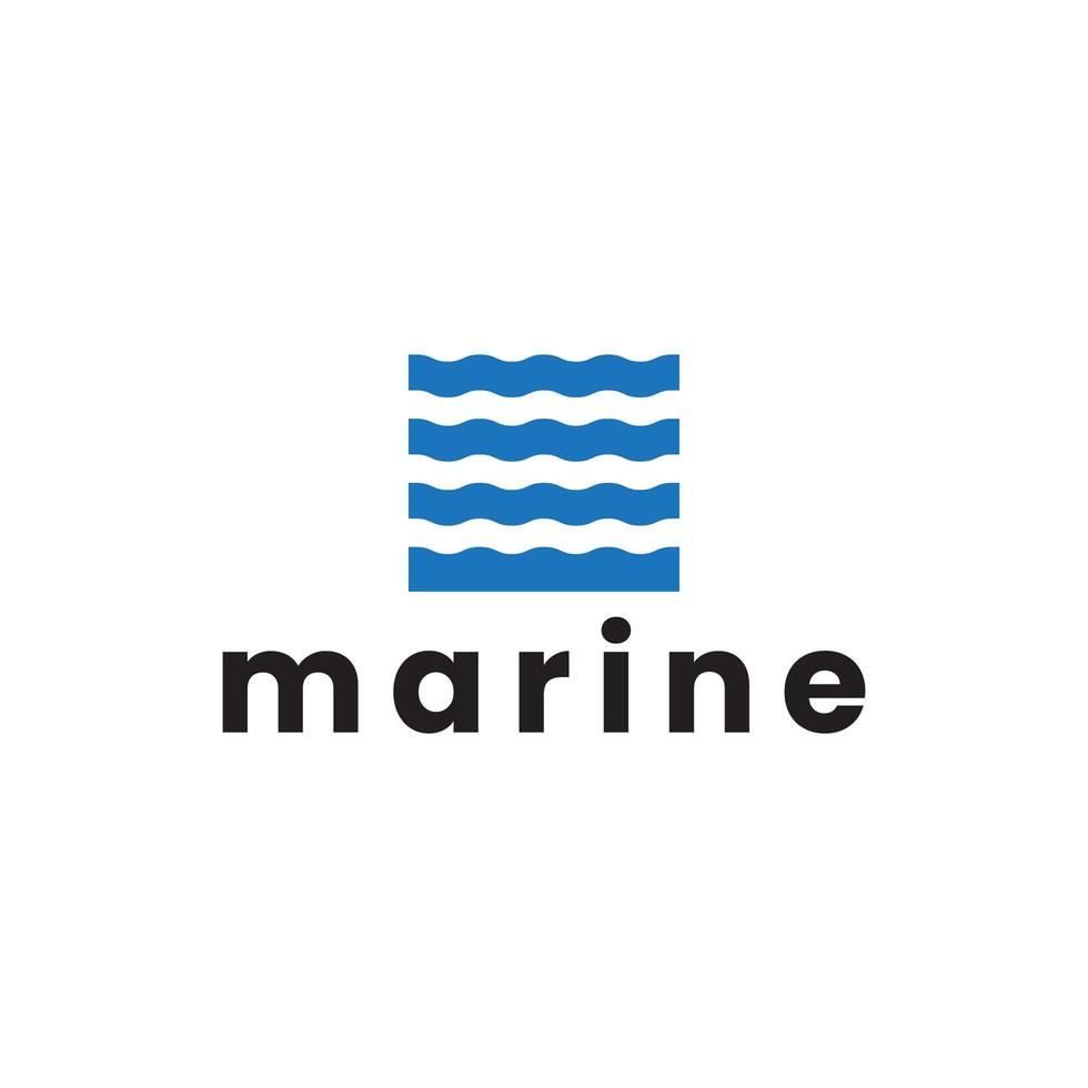design de logotipo quadrado marinho de ondas do oceano azul vetor