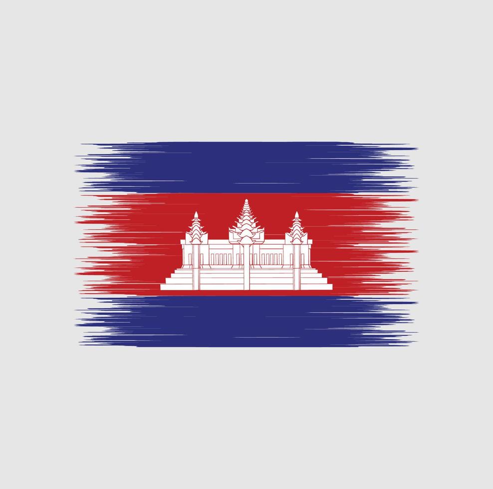 pincelada de bandeira do camboja, bandeira nacional vetor