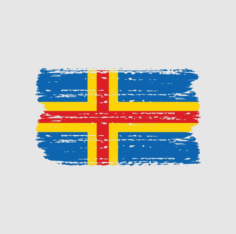 bandeira das ilhas aland com pincel vetor