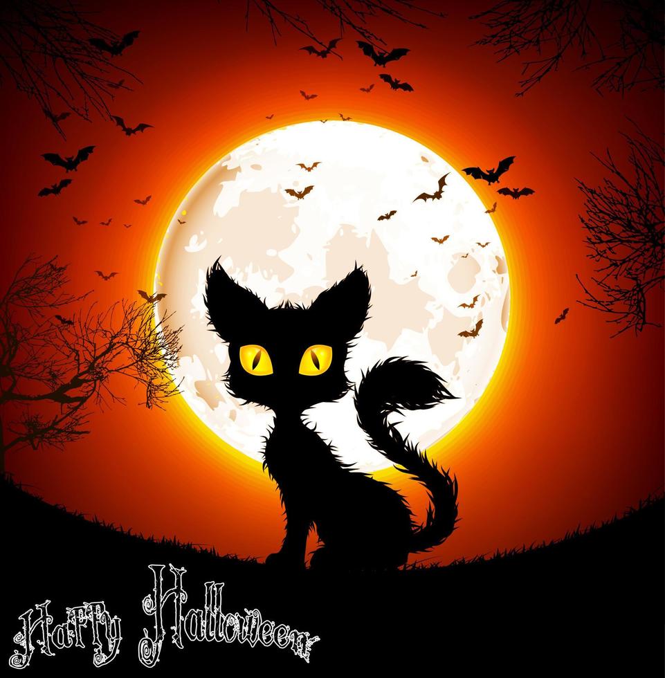 fundo de halloween um gato. vetor