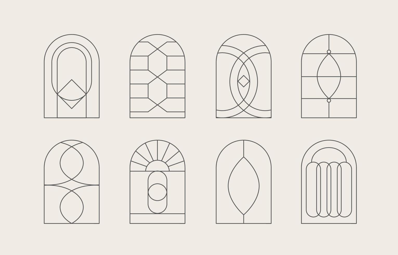 coleção de arco com ilustração geométrica,curve.vector para ícone, adesivo, imprimível e tatuagem vetor