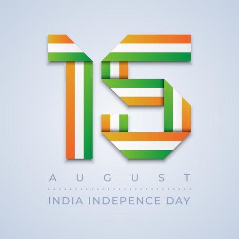 Dia da Independência da Índia, 15 de agosto, bandeira da fita vetor