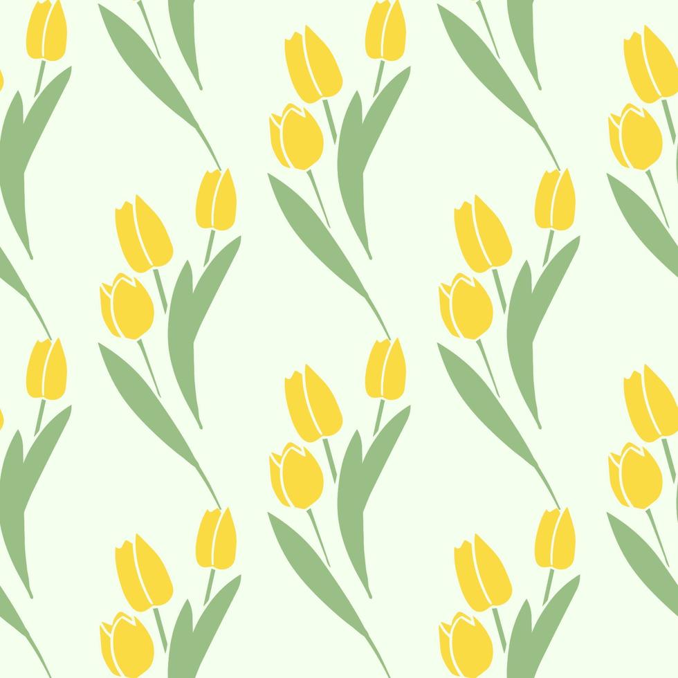 vetor padrão sem emenda tulipas cor verde amarela, textura de decoração floral botânica. fundo de papel de parede