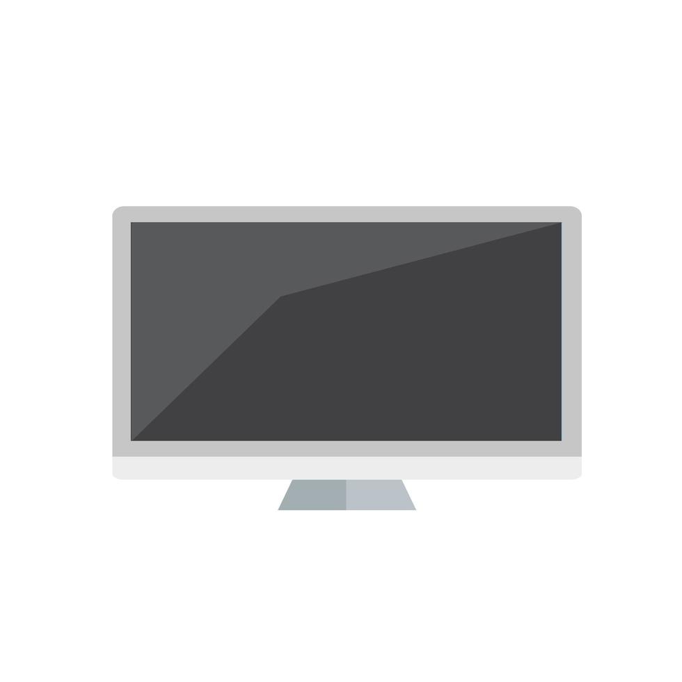 monitor de computador em ícone de estilo plano de desenho animado em branco, ilustração vetorial de estoque vetor