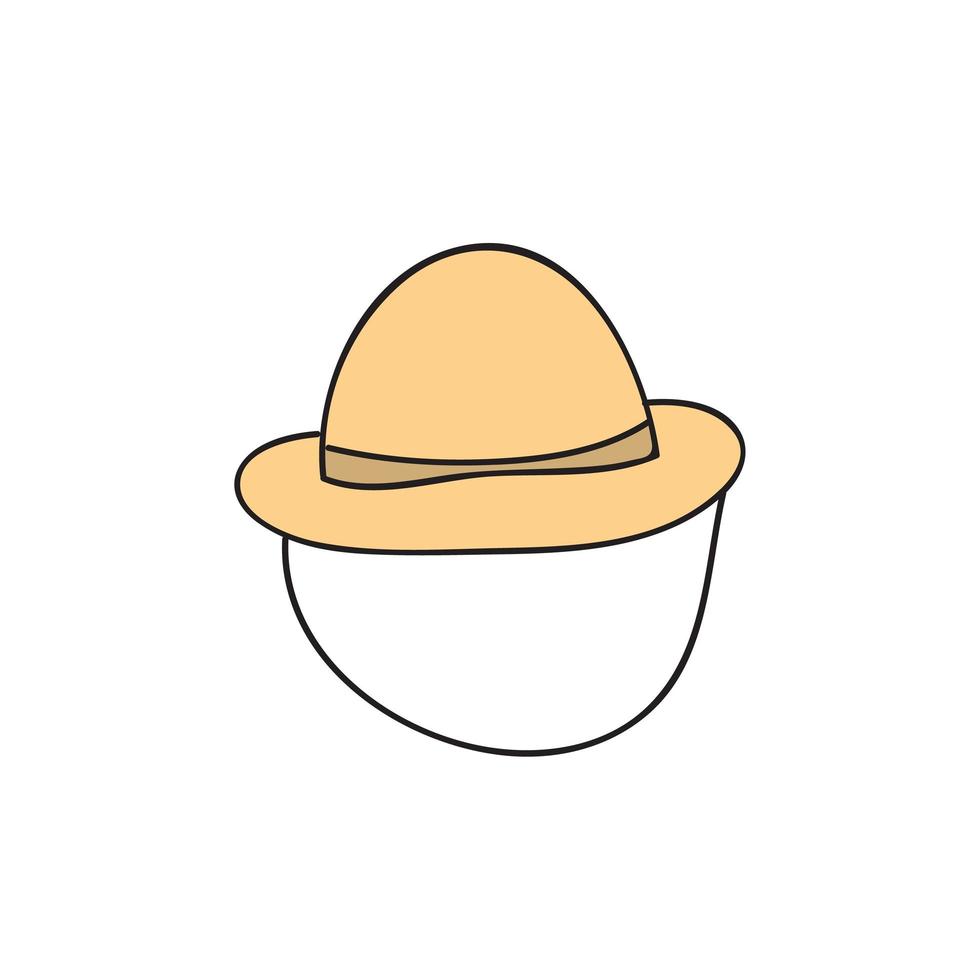 chapéu de viagem doodle desenhado à mão. ícone de chapéu de balde em branco vetor