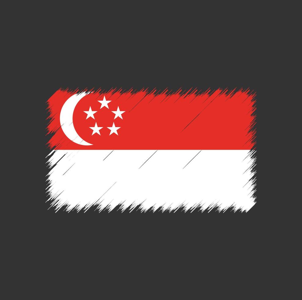 pincelada de bandeira de singapura vetor