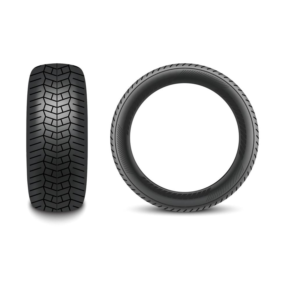 design realista de pneus de carro isolado no fundo branco, ilustração vetorial vetor