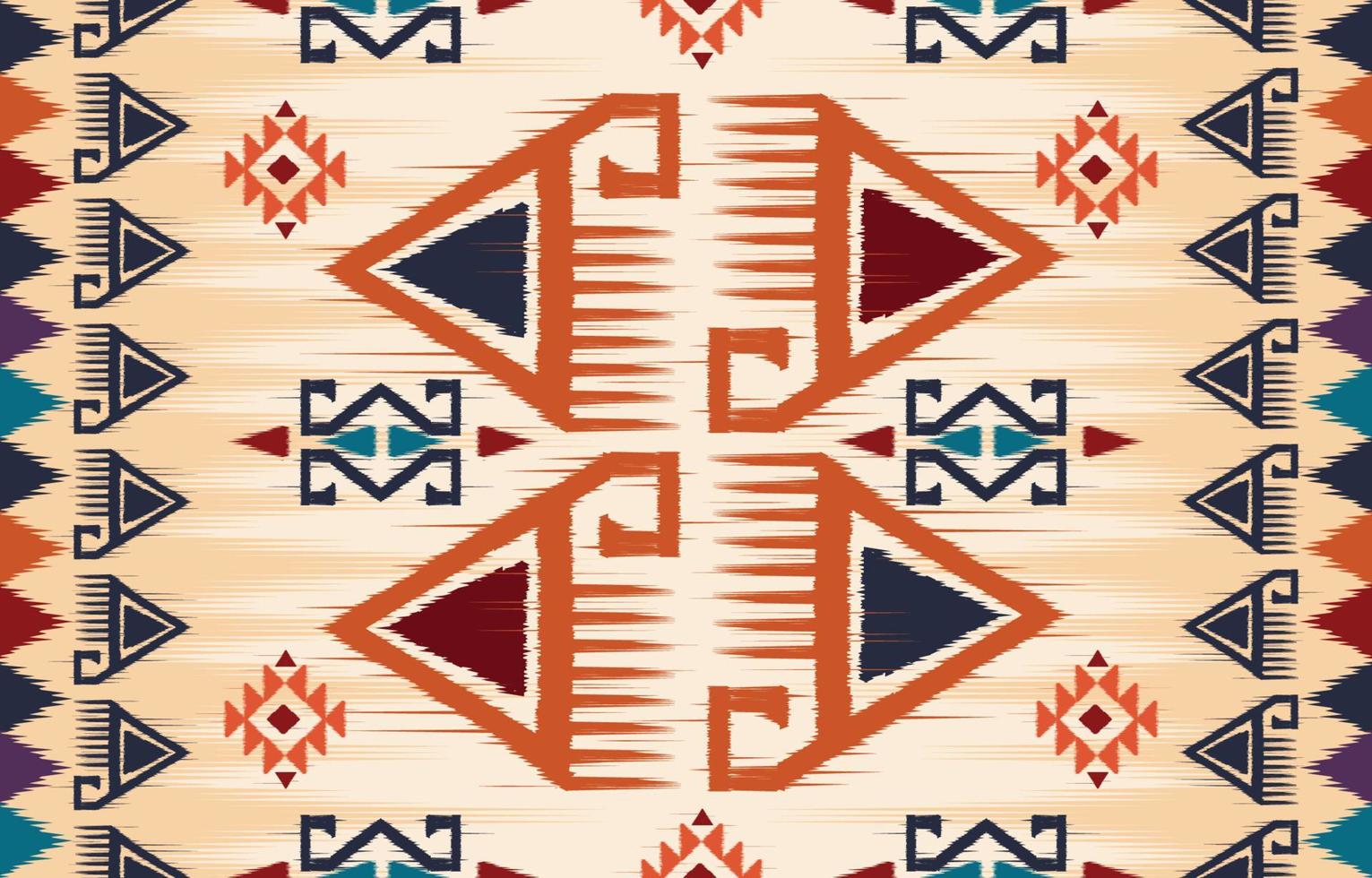 arte bonita abstrata étnica. ikat sem costura padrão em bordados tribais, folclóricos, estilo mexicano. impressão de ornamento de arte geométrica asteca. design para tapete, papel de parede, roupas, embrulho, tecido. vetor