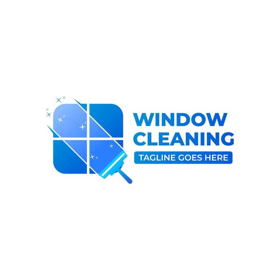 modelo de logotipo da empresa de limpeza de vidro. vidro em forma de logotipo que está sendo limpo. vetor