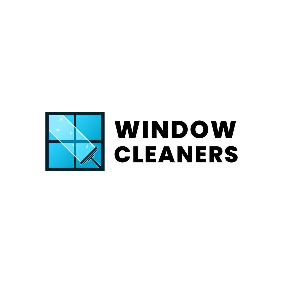 modelo de logotipo da empresa de limpeza de janelas com a forma de uma janela sendo limpa. vetor