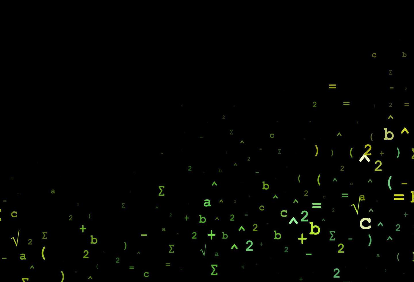 modelo de vetor verde escuro, amarelo com símbolos matemáticos.