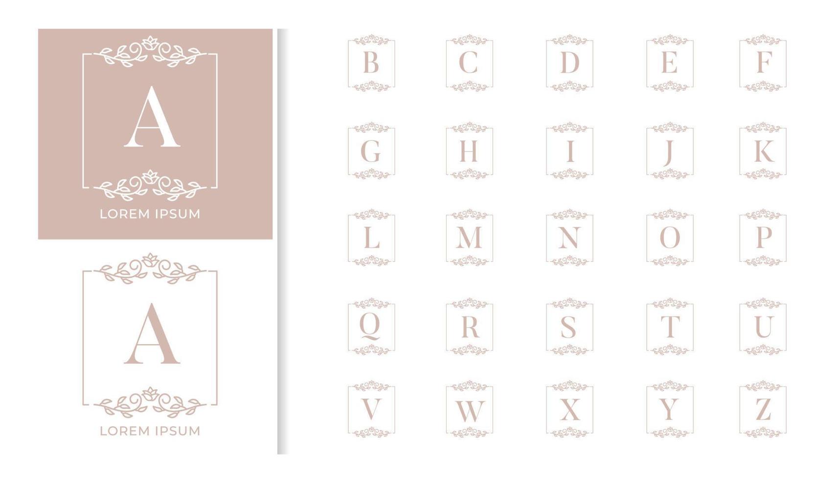 vetor de conjunto de alfabeto de logotipo de monograma de casamento de luxo decorativo