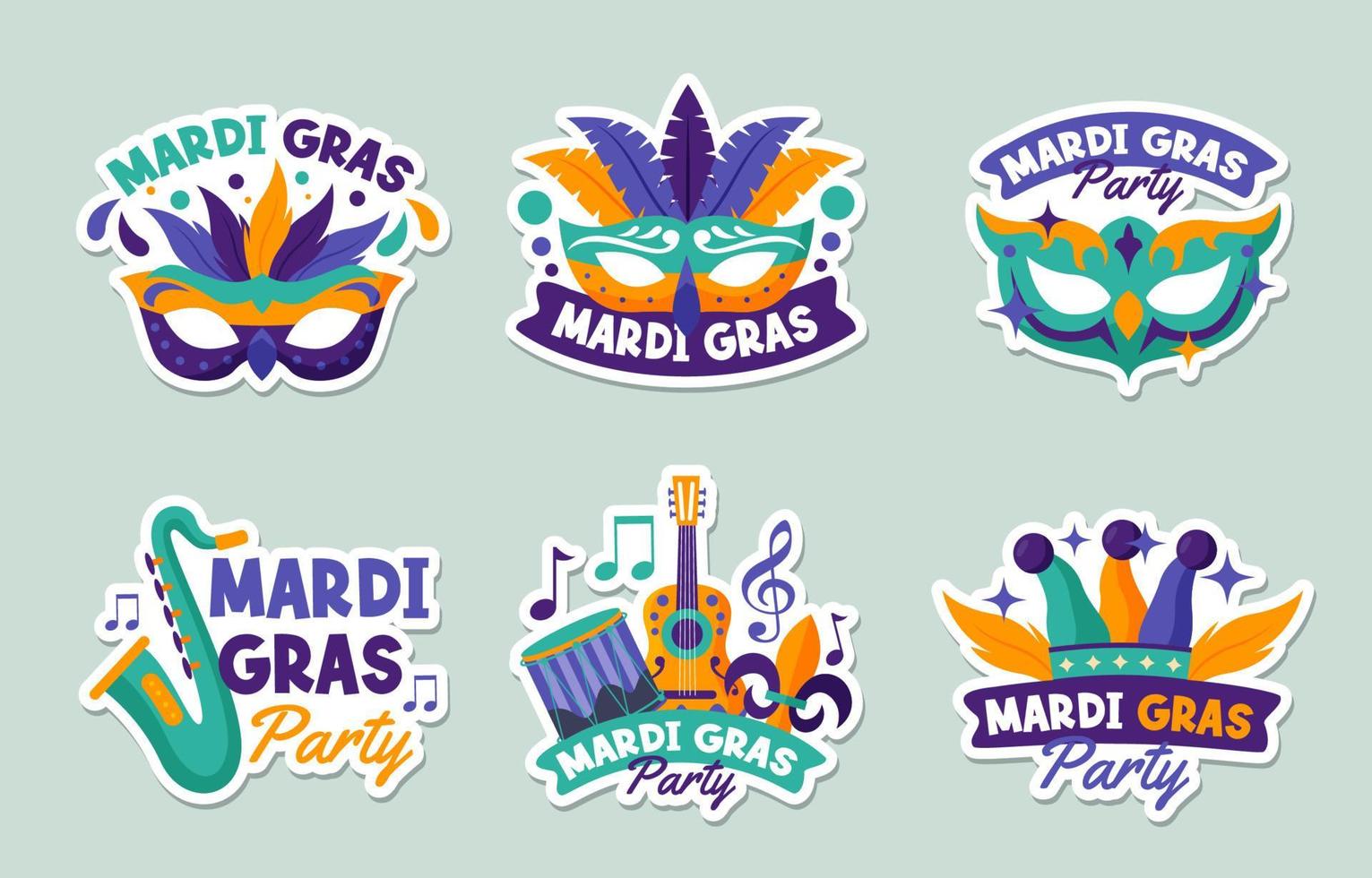 coleção de adesivos de mardi gras vetor