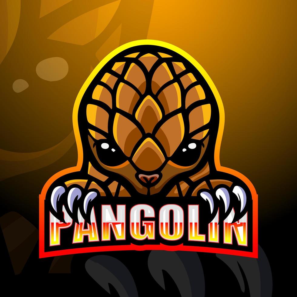 design de logotipo de esport de mascote pangolim vetor